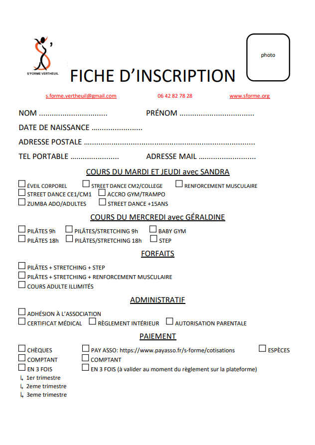 fiche inscription